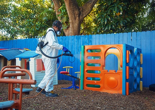 Playground Sanitation with Backpack Fogger